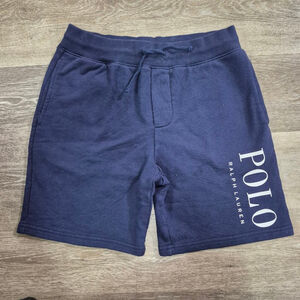 Boys Polo Ralph Lauren Navy Fleece Shorts M (10-12) with White Logo
